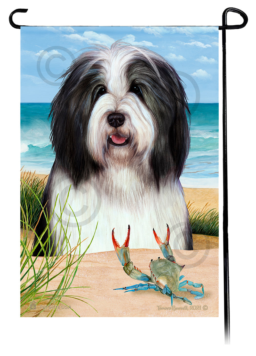 Bearded Collie Summer Flowers Garden Flag