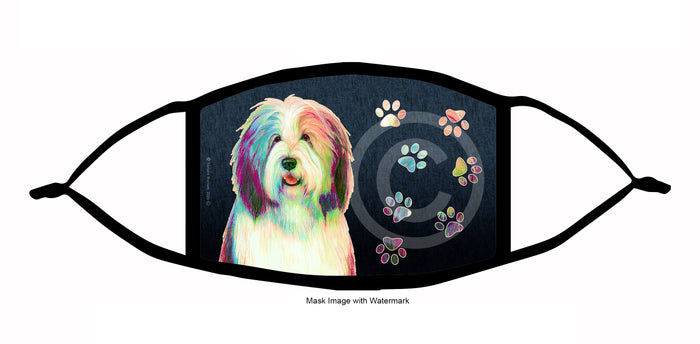 Bearded Collie (Liver and White) Face Mask