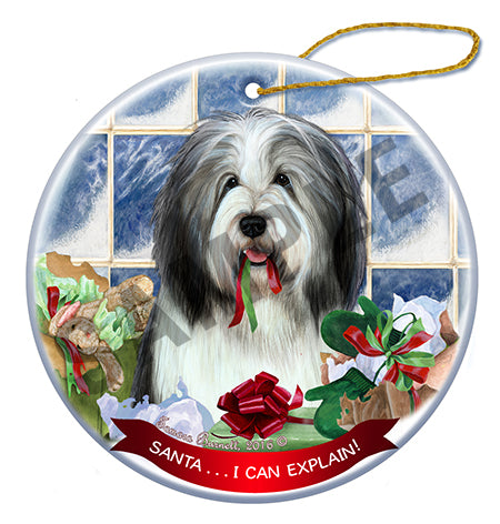 Bearded Collie Grey White - Santa I Can Explain Ornament