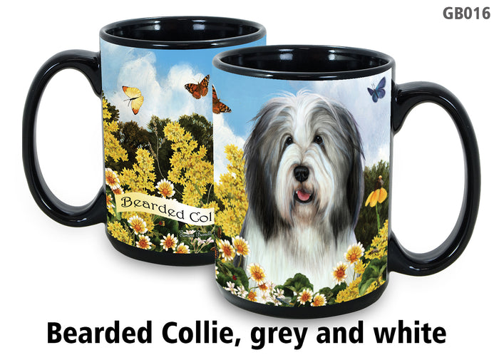 Bearded Collie Grey & White - Garden Party Fun Mug 15 oz