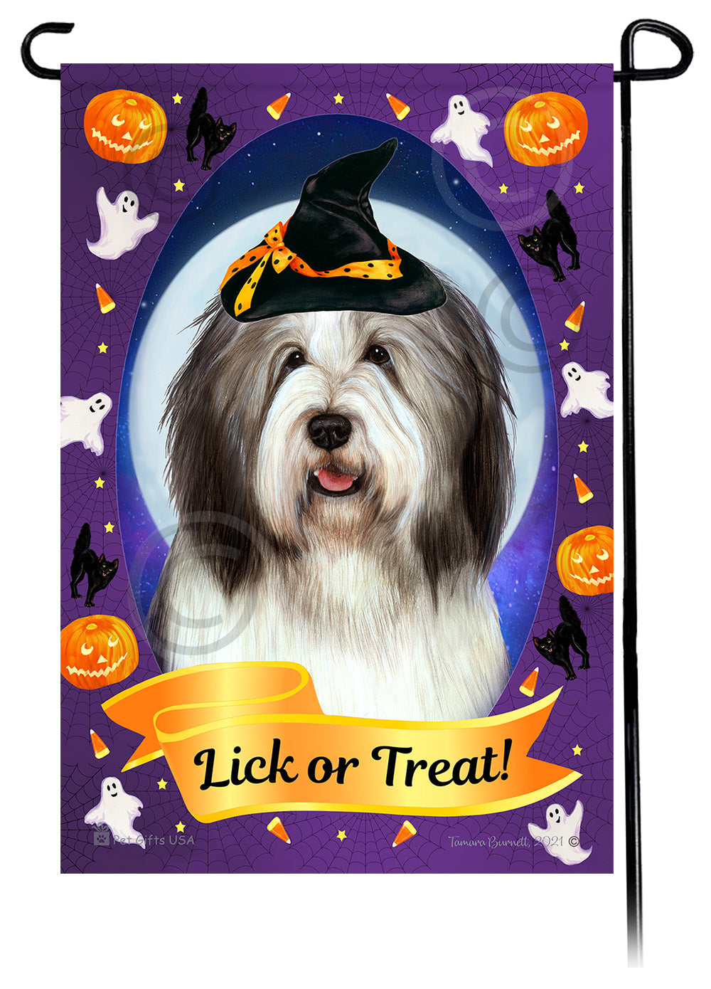 Bearded Collie Halloween Howls - Garden Flag