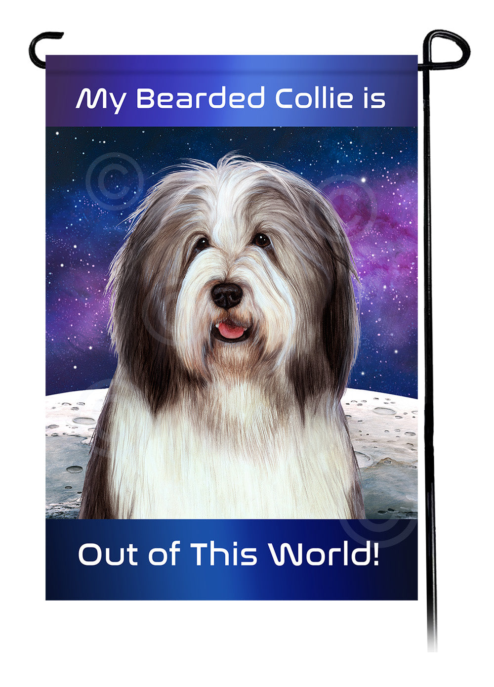 Bearded Collie Out Of This World - Garden Flag