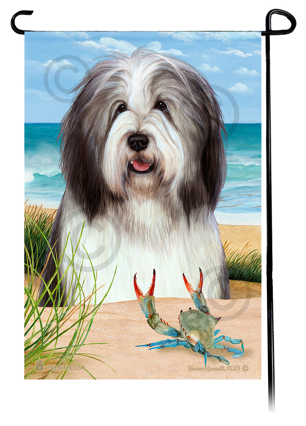 Bearded Collie Summer Flowers Garden Flag