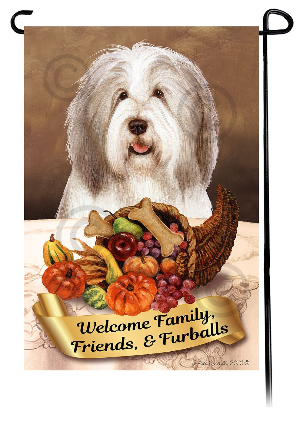 Bearded Collie Thanksgiving - Garden Flag
