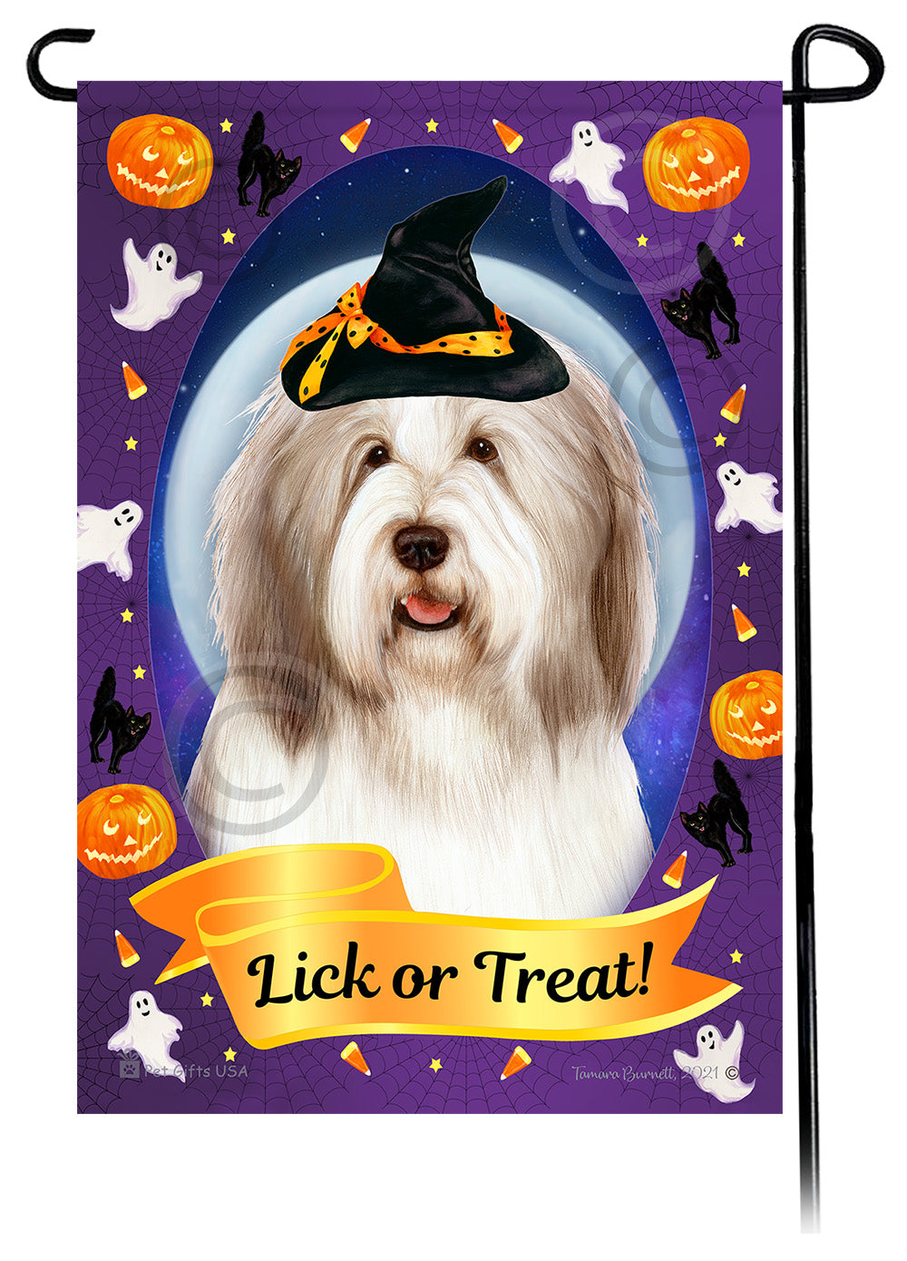Bearded Collie Halloween Howls - Garden Flag