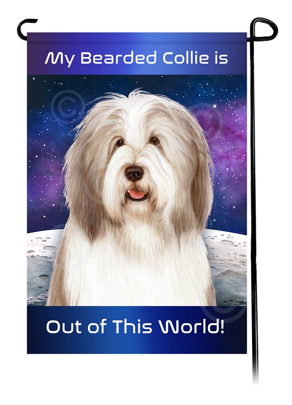 Bearded Collie Out Of This World - Garden Flag