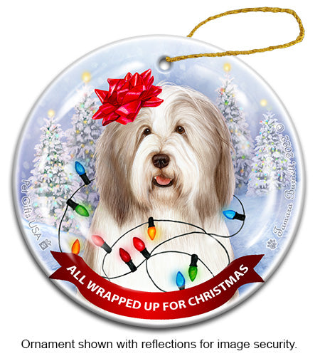 Bearded Collie Light Liver and White Ornament