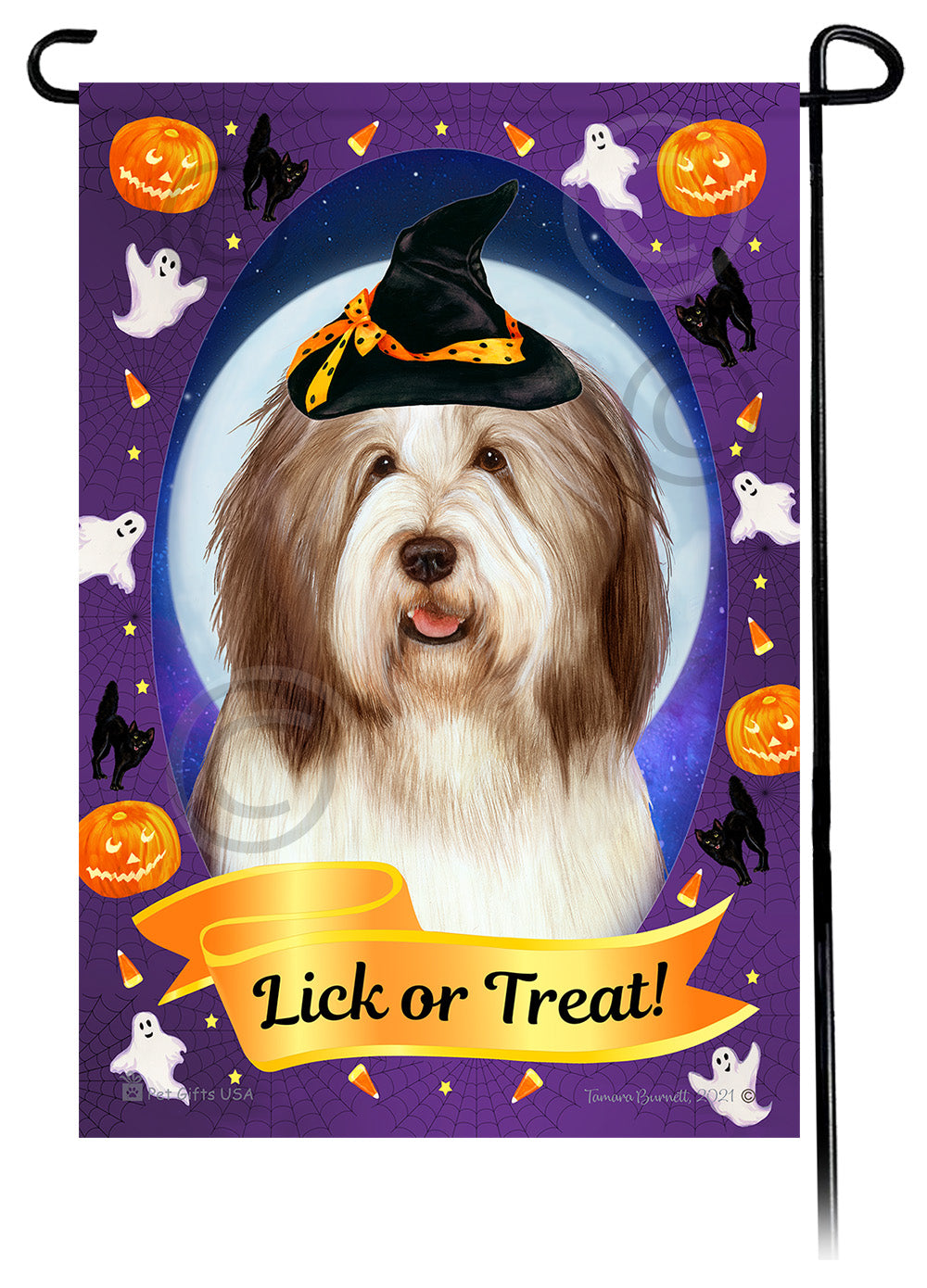 Bearded Collie Halloween Howls - Garden Flag