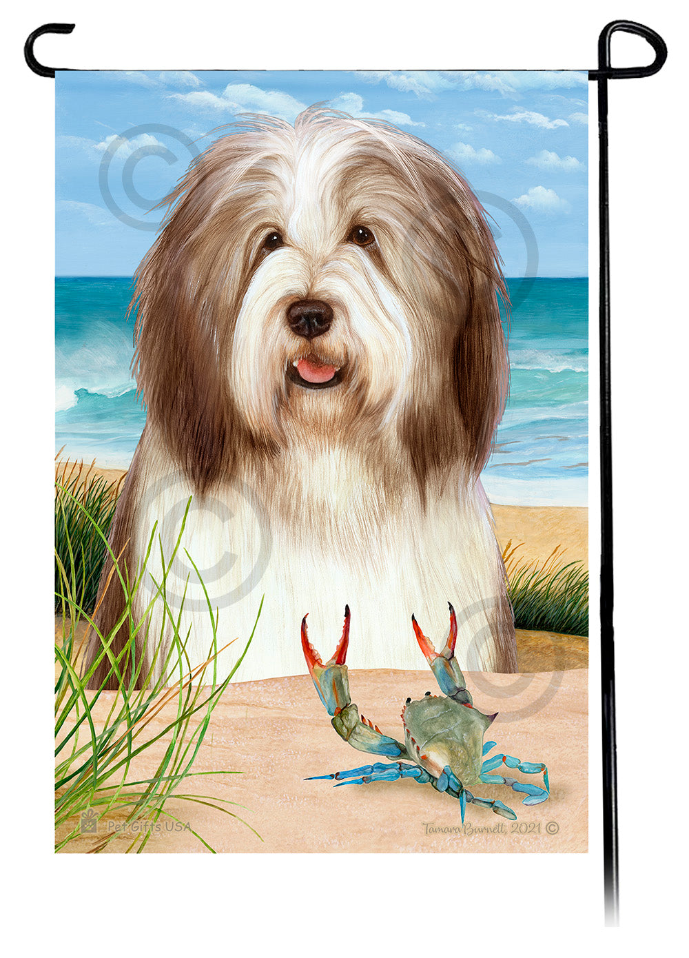 Bearded Collie Summer Flowers Garden Flag