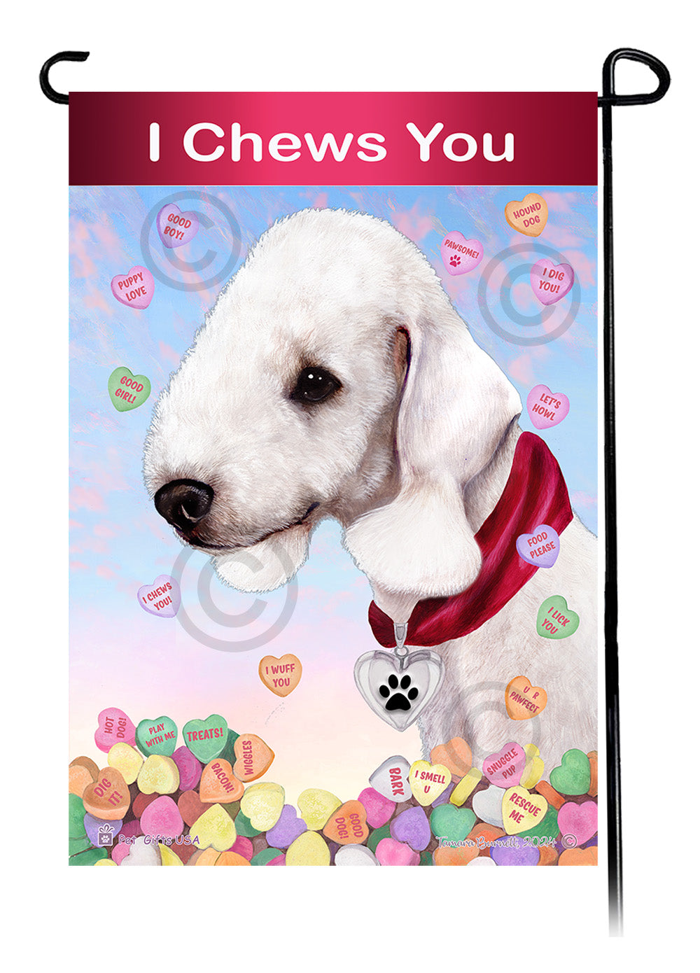 Bedlington Terrier Valentine Sweetheart - Garden Flag