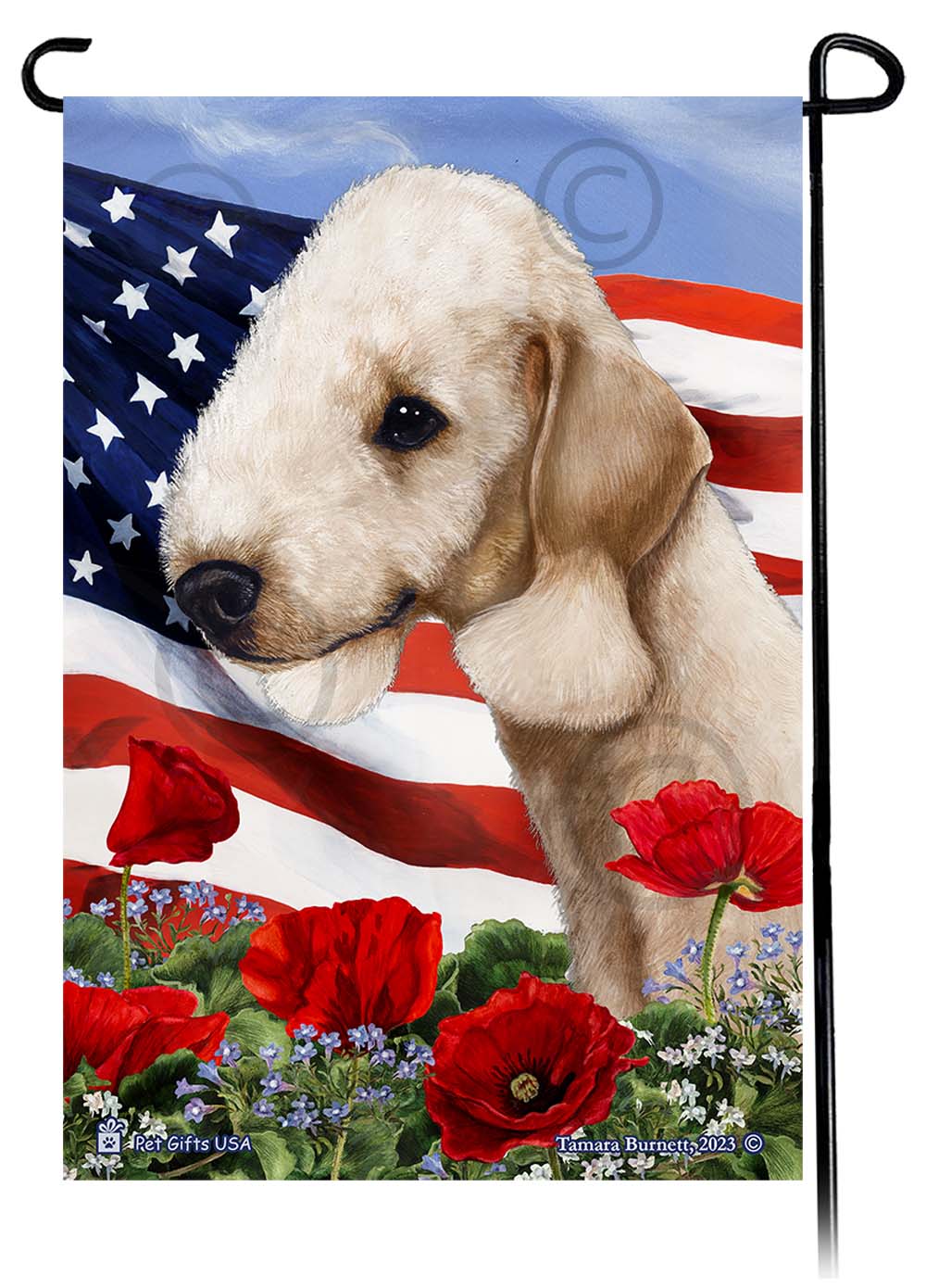 Bedlington Terrier Patriotic Flowers - Garden Flag