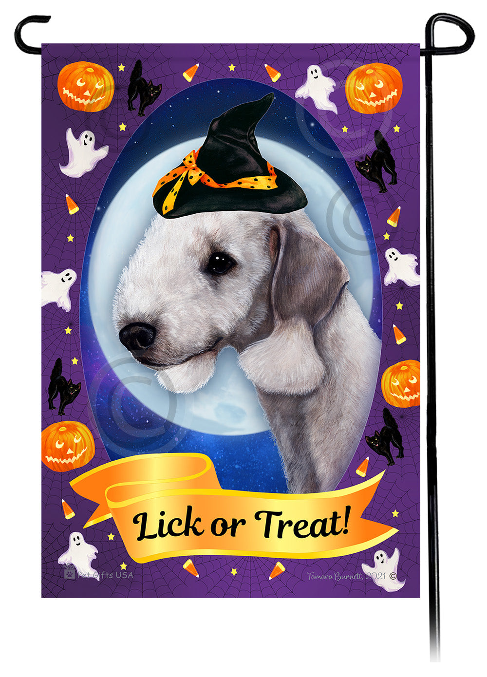Bedlington Terrier Halloween Howls Garden Flags