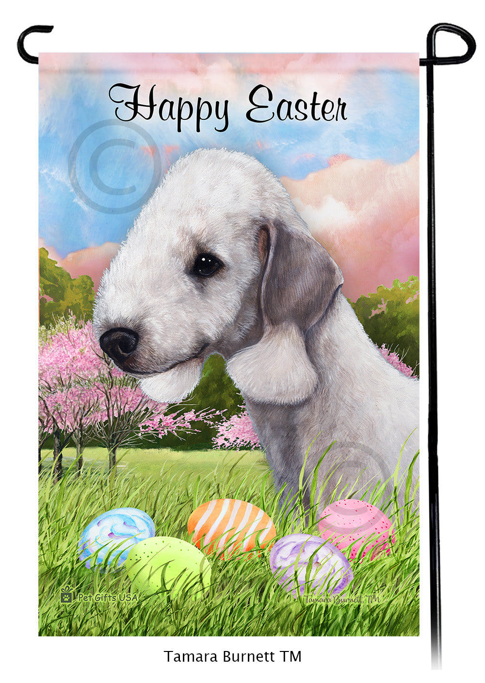 Bedlington Terrier Happy Easter Garden Flags