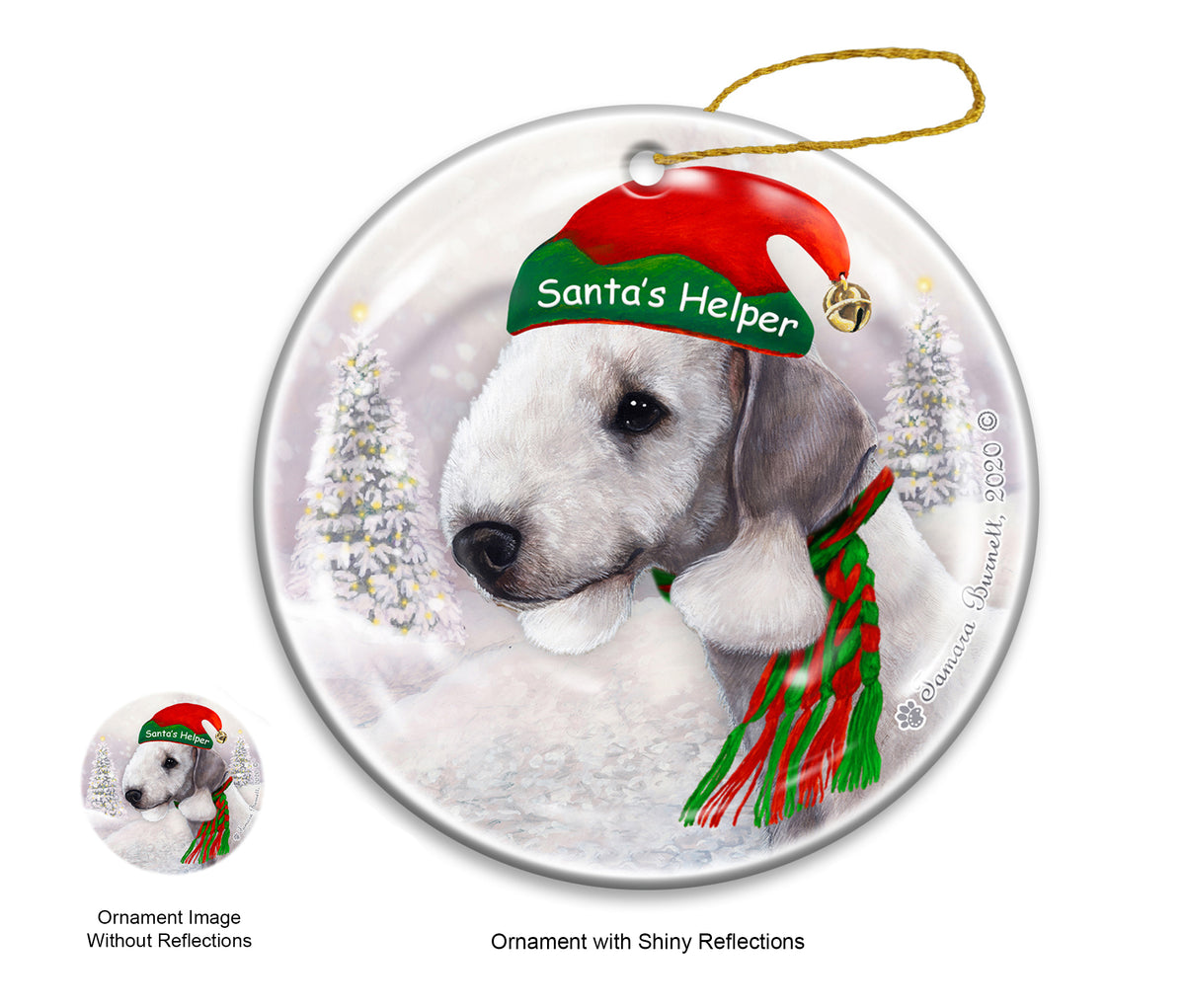 Bedlington Terrier - Santa's Helper Ornament