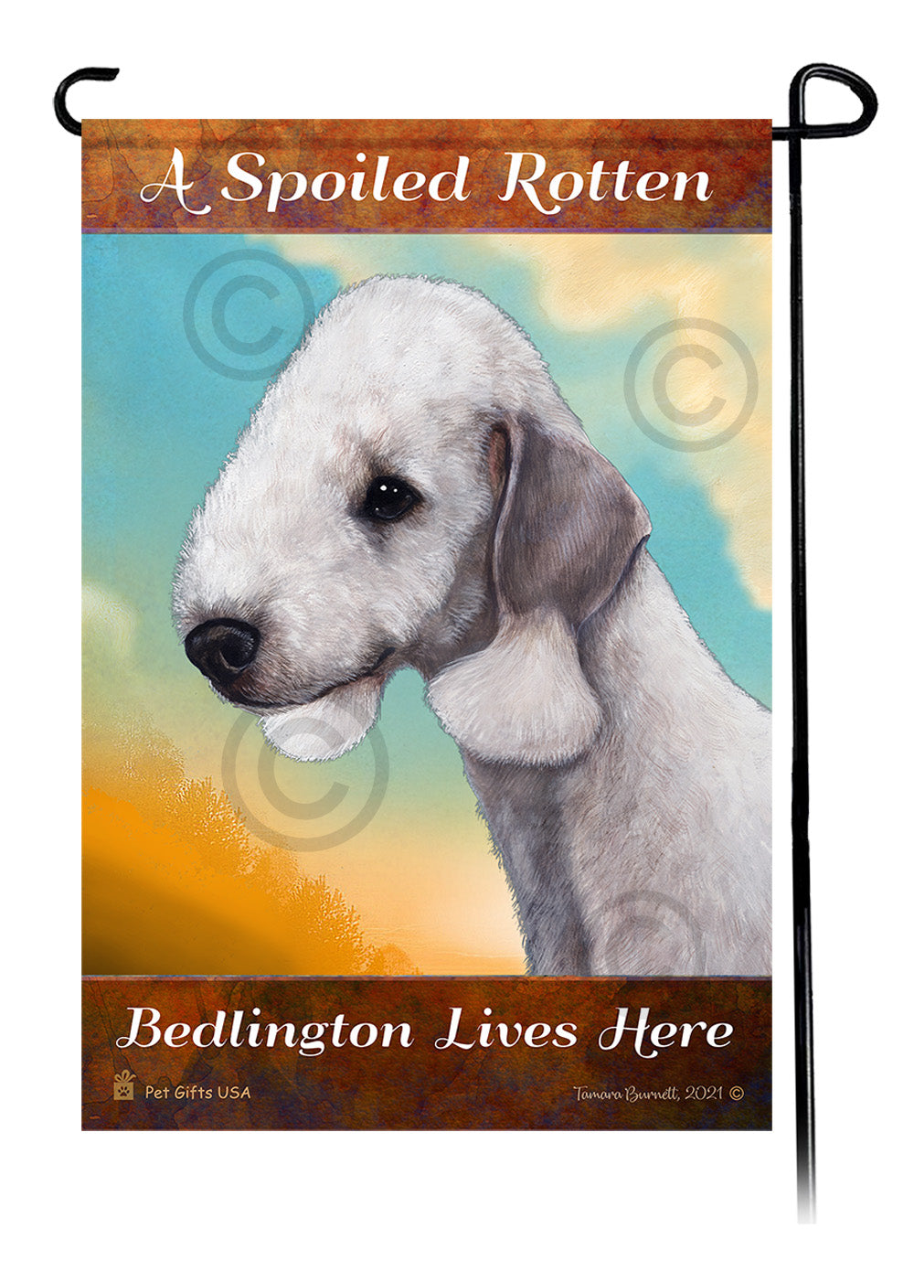 Bedlington Terrier Spoiled Rotten Garden Flags