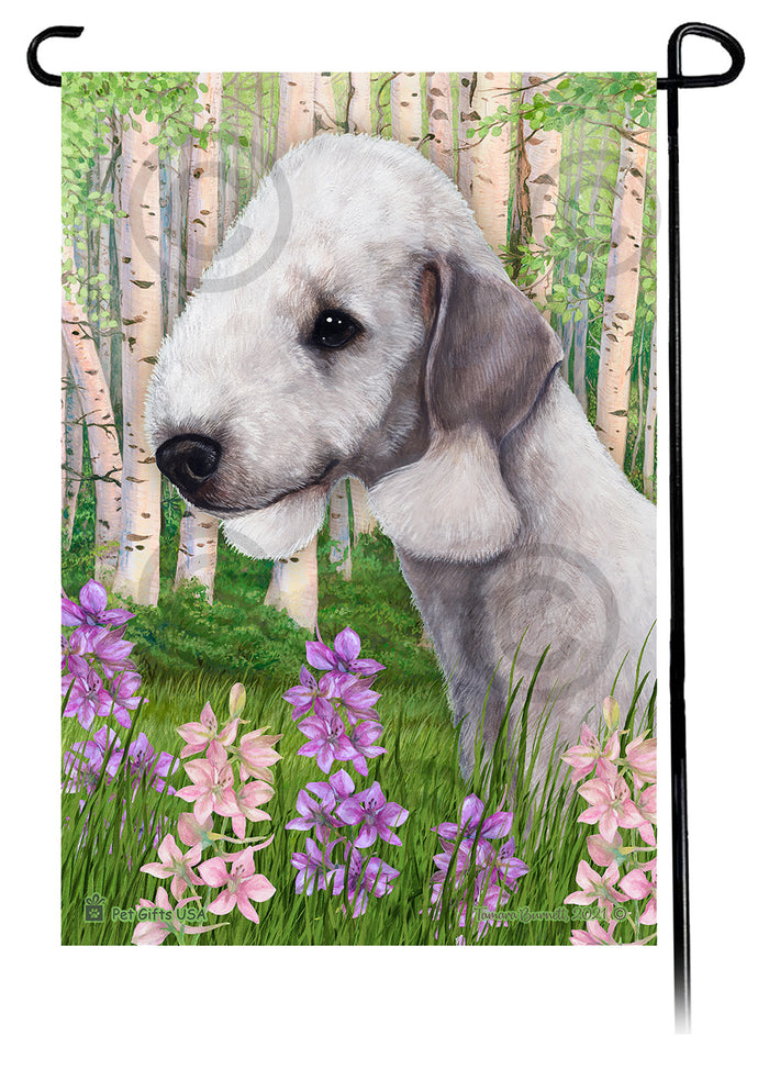 Bedlington Terrier Spring Flowers Garden Flags