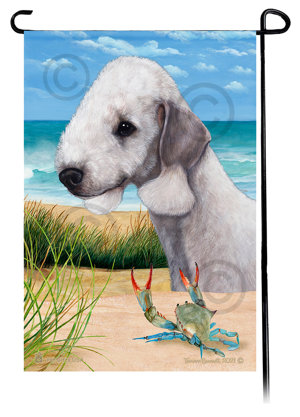 Bedlington Terrier Summer Flowers Garden Flag
