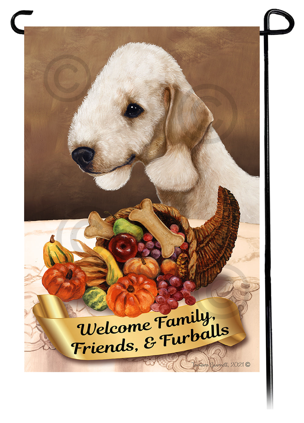 Bedlington Terrier Thanksgiving - Garden Flag