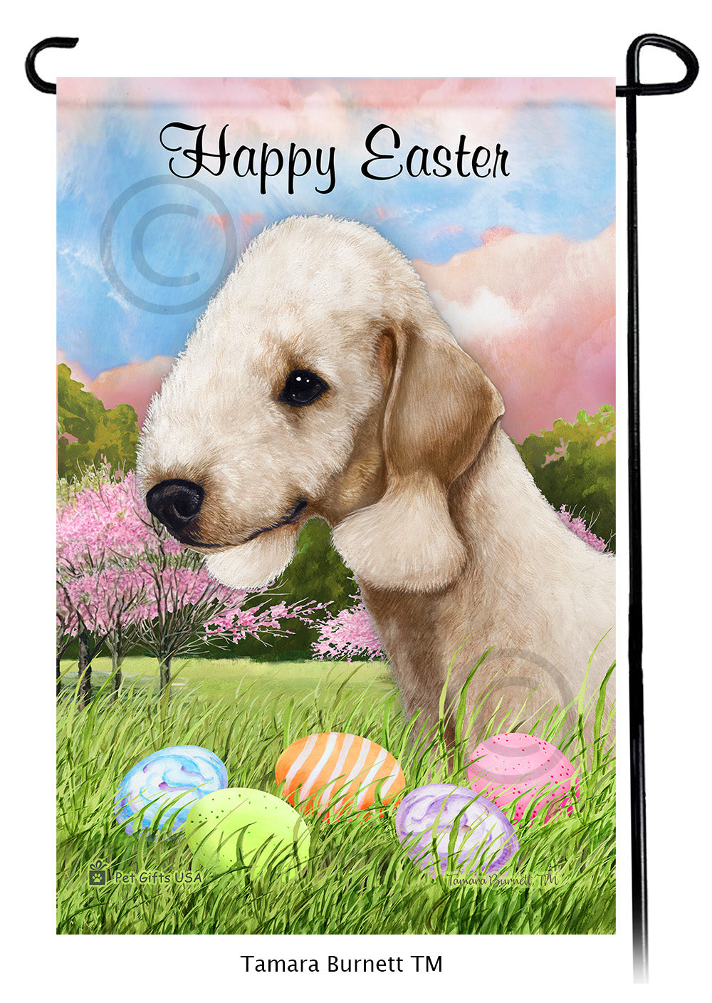 Bedlington Terrier Happy Easter - Garden Flag