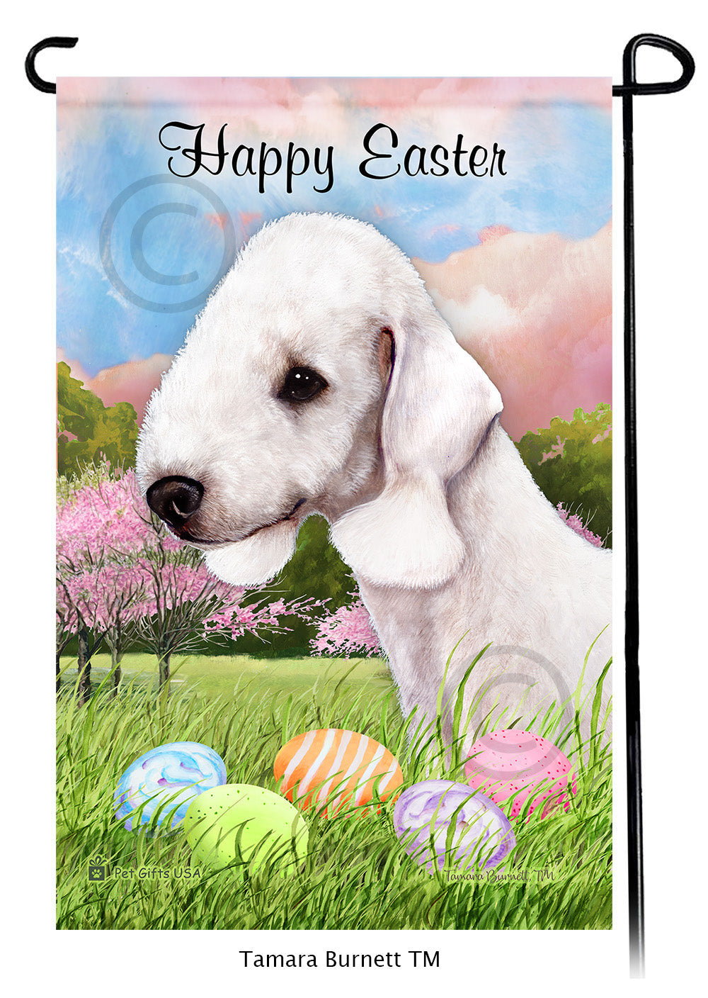 Bedlington Terrier Happy Easter - Garden Flag