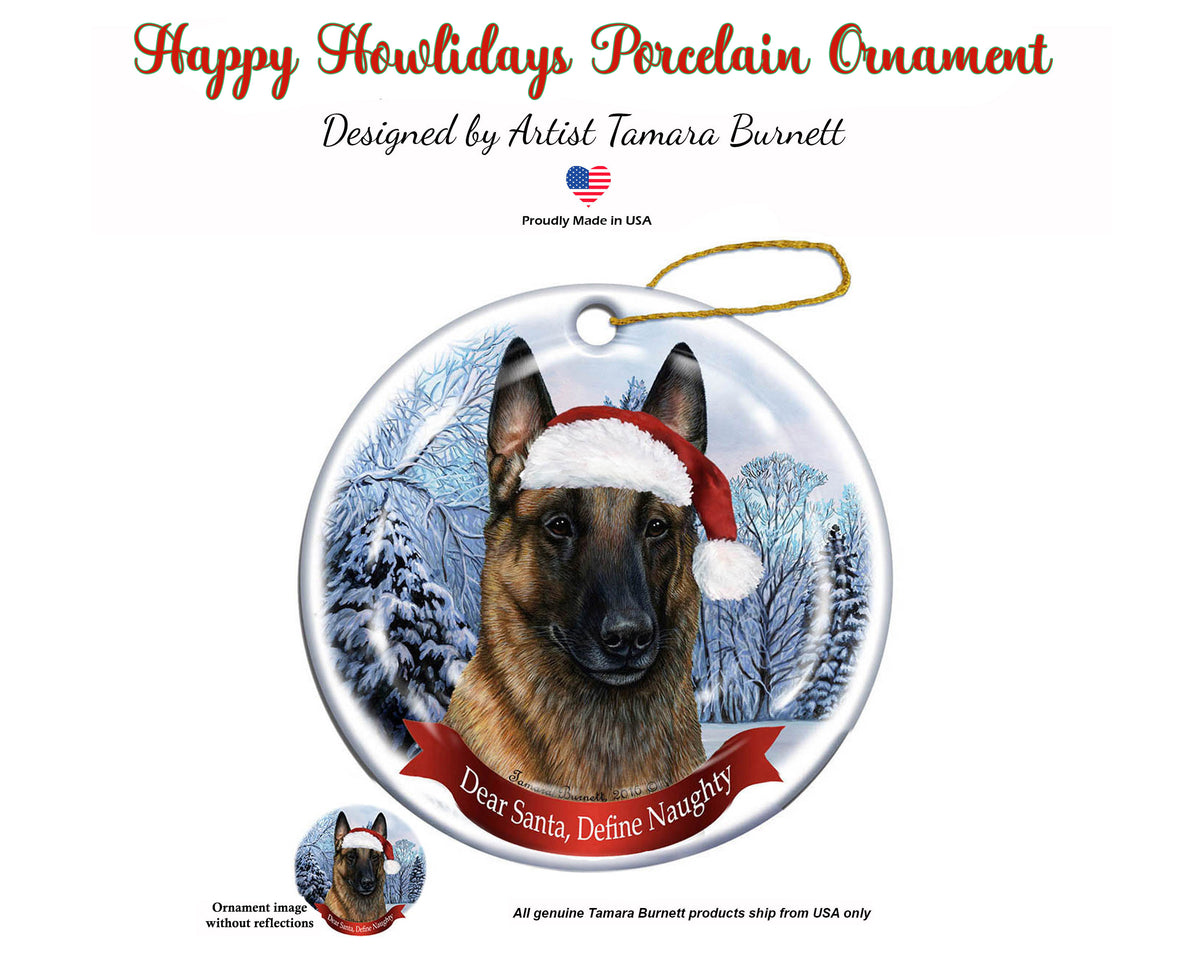 Belgian Mailnois (Fawn) - Dear Santa, Define Naughty Christmas Ornament