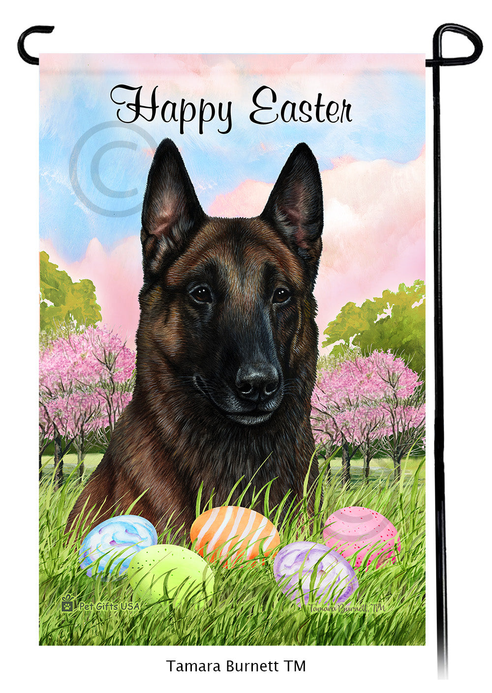 Belgian Malinois Happy Easter - Garden Flag