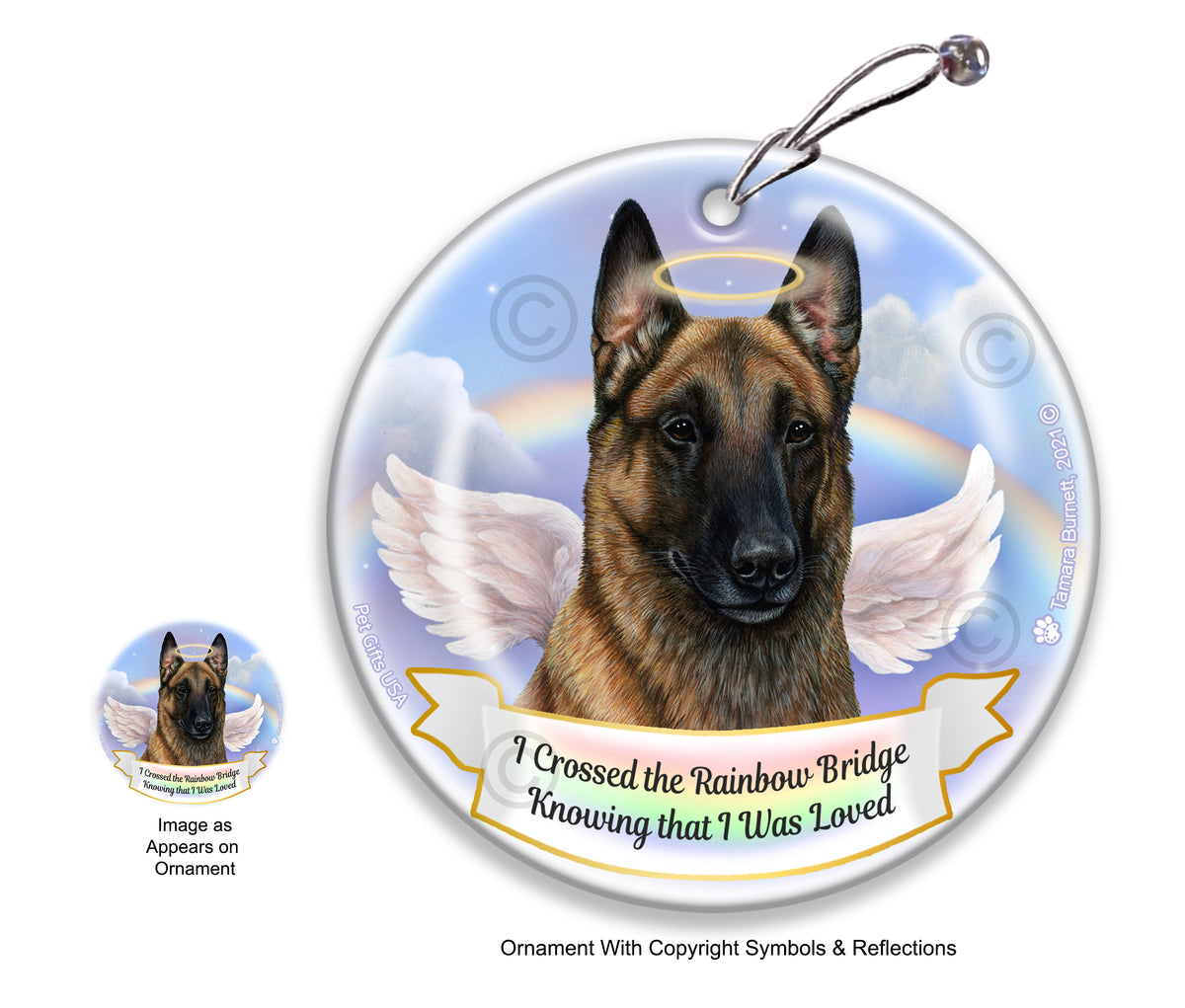 Belgian Malinois Rainbow Bridge Memorial Ornament
