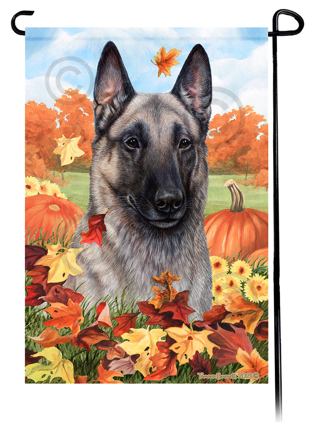 Belgian Malinois Falling Leaves - Garden Flag