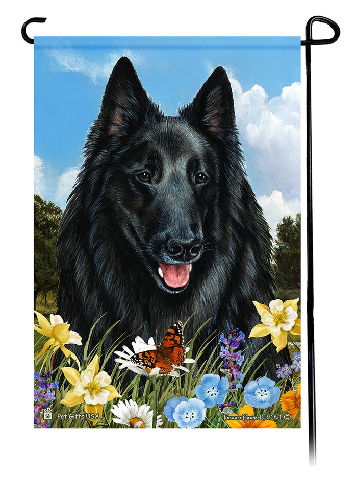 Belgian Sheepdog Summer Flowers Garden Flags