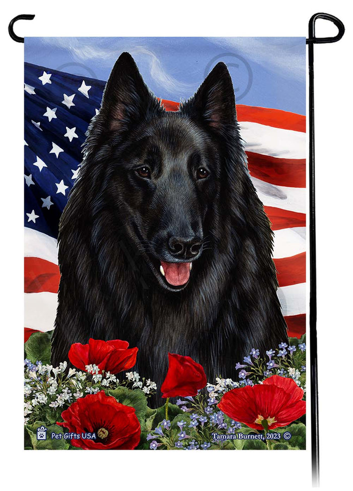 Belgian Sheepdog Patriotic Flowers Garden Flags
