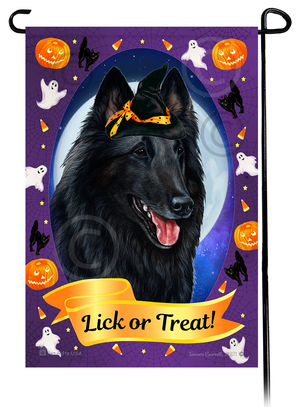 Belgian Sheepdog Halloween Howls - Garden Flag
