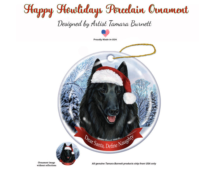 Belgian Sheepdog Style - Dear Santa, Define Naughty Christmas Ornament