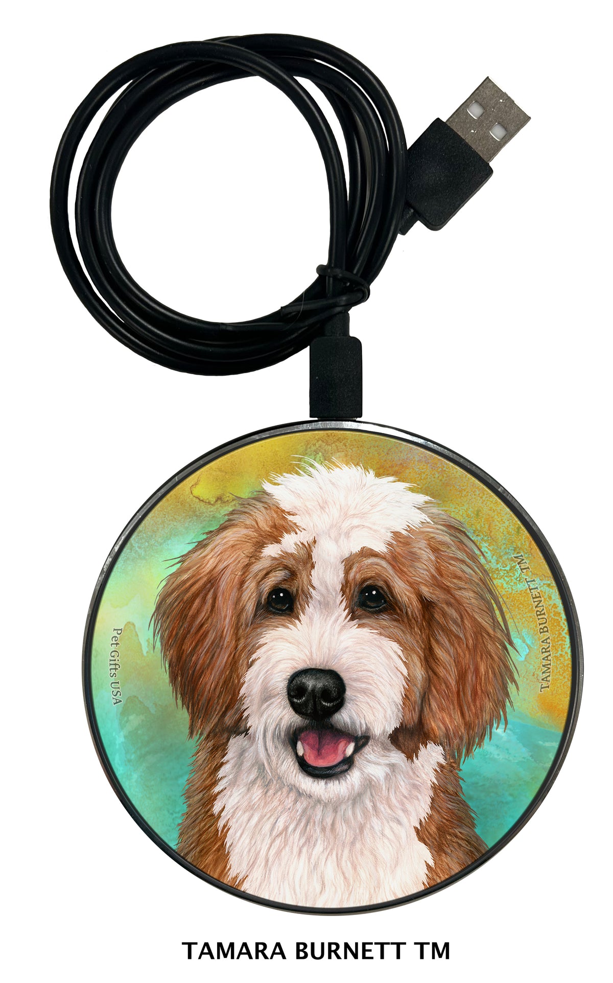 Bernedoodle Red and White Zoomies Wireless Charger