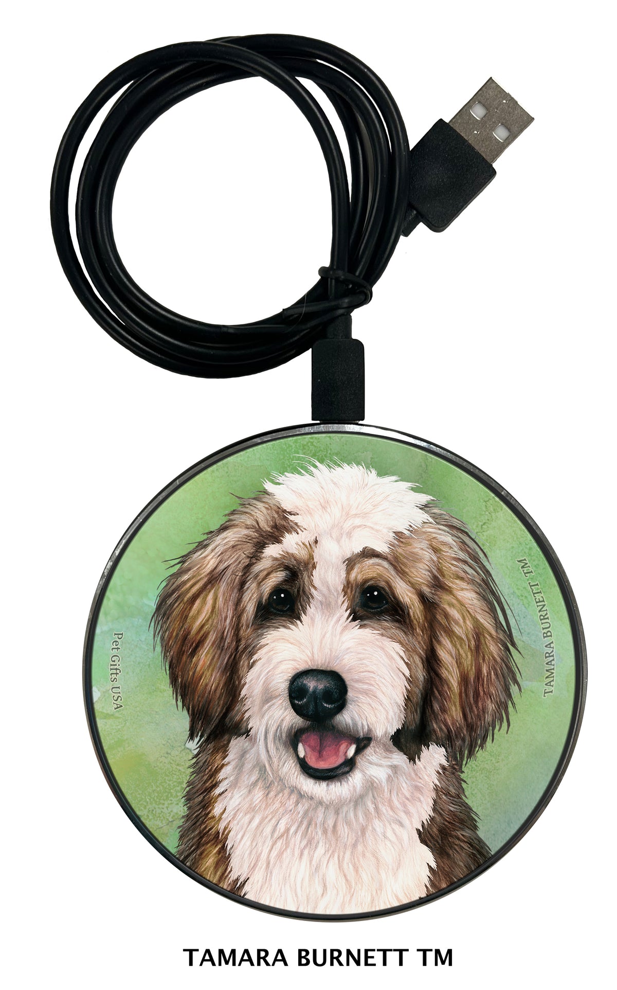 Bernedoodle Sable and White Zoomies Wireless Charger