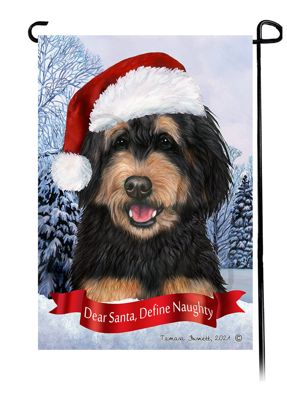 Bernedoodle Dear Santa, Define Naughty - Garden Flag
