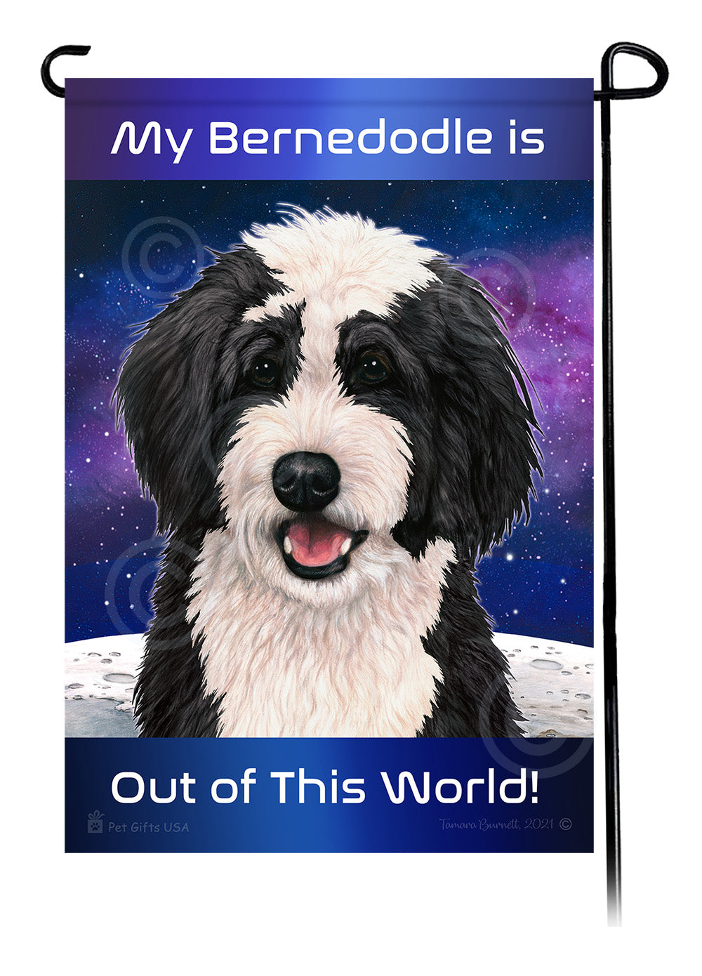 Bernedoodle Out Of This World - Garden Flag