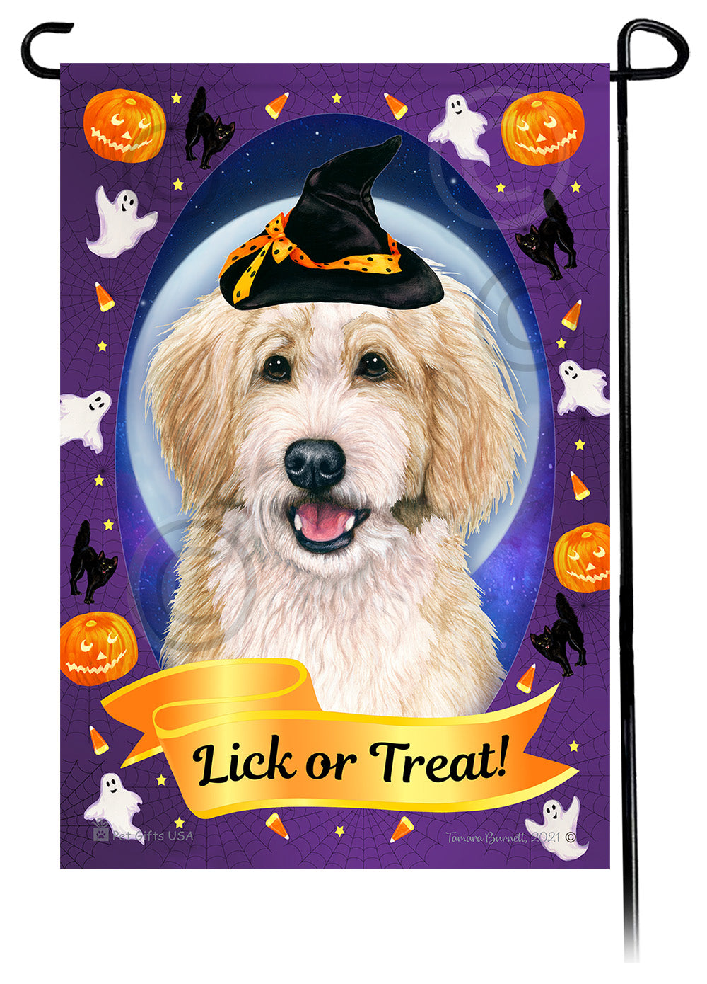 Bernedoodle Halloween Howls - Garden Flag