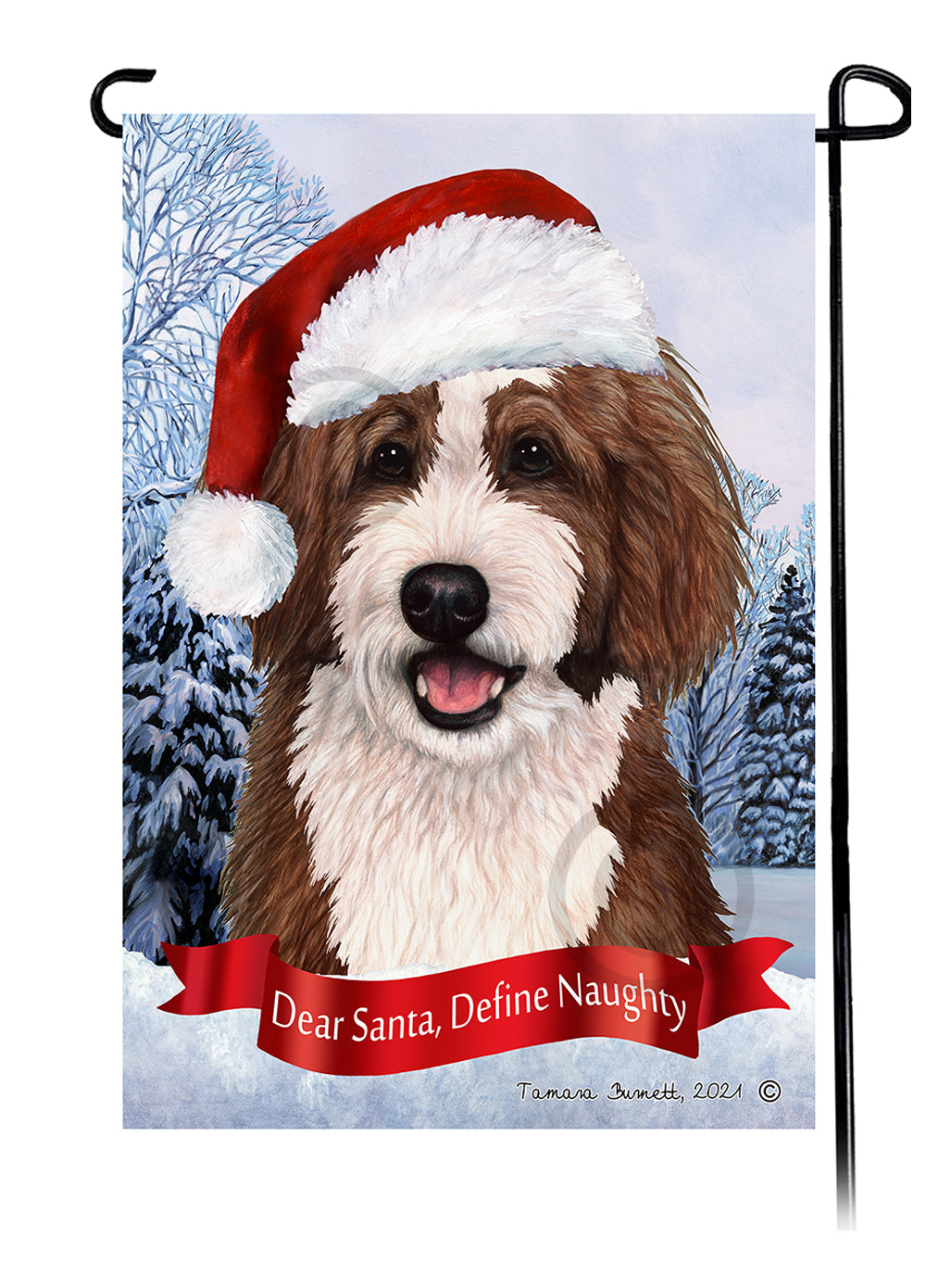 Bernedoodle Dear Santa Define Naughty Garden Flags