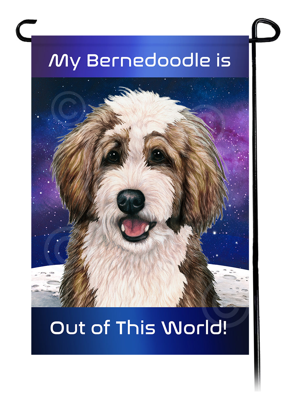 Bernedoodle Out Of This World - Garden Flag