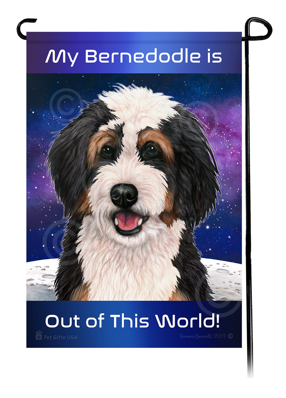 Bernedoodle Out Of This World - Garden Flag