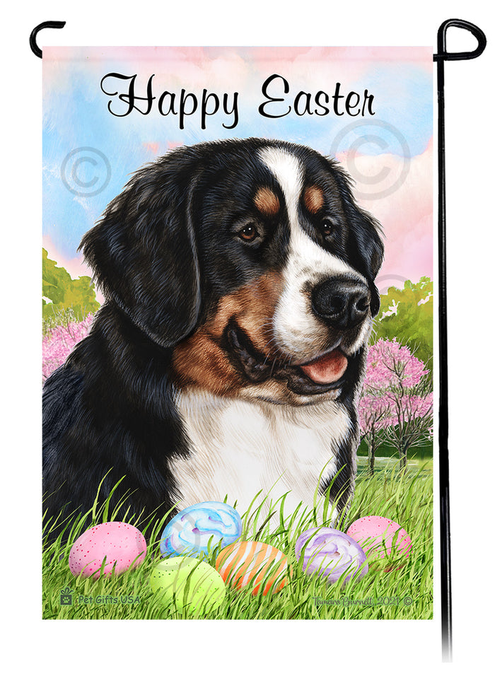 Bernese Mountain Dog Happy Easter Garden Flags