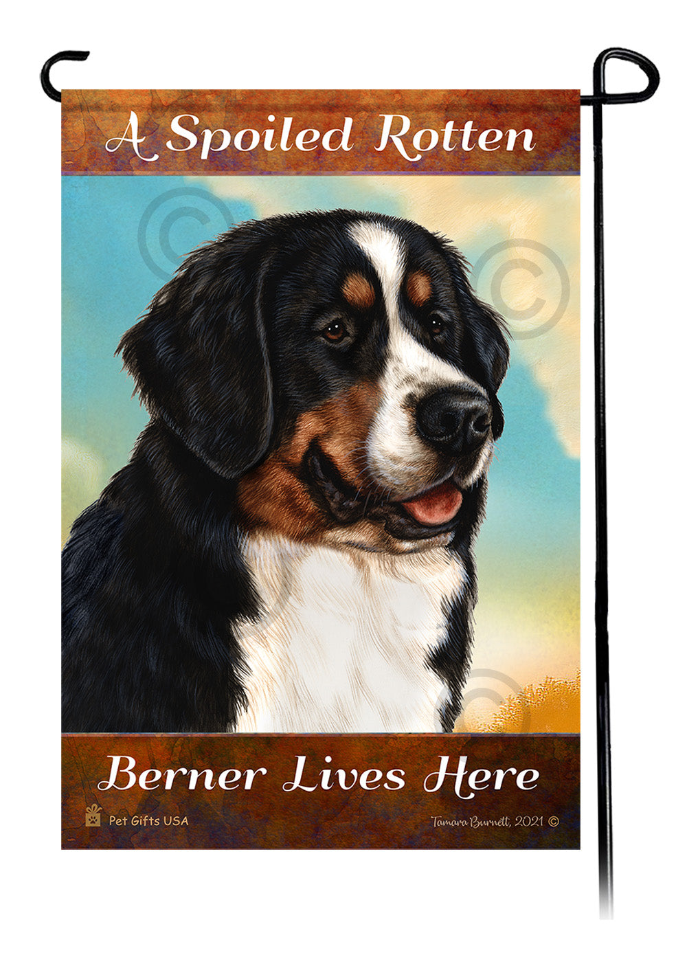 Bernese Mountain Dog Spoiled Rotten Garden Flags