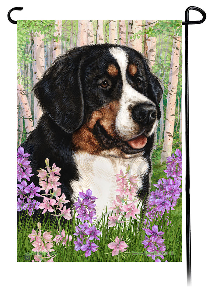 Bernese Mountain Dog Spring Flowers Garden Flags