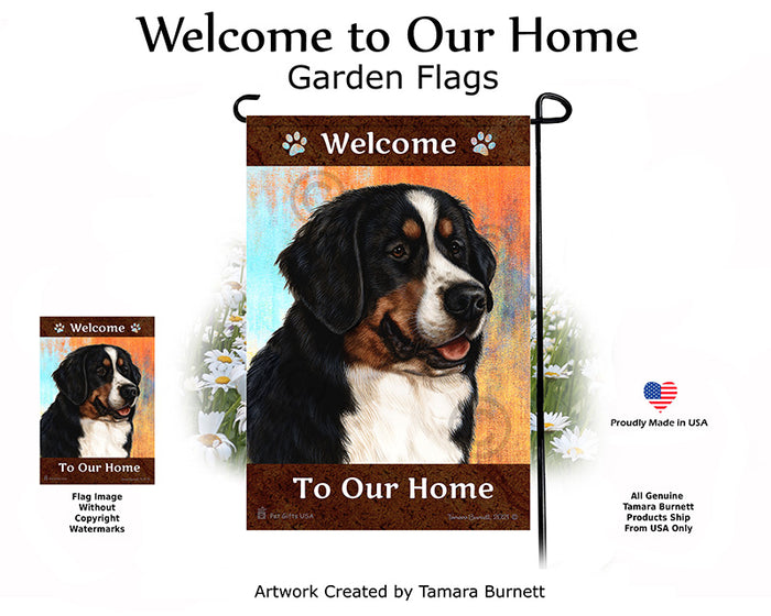 Bernese Mountain Dog Welcome To Our Home Garden Flags