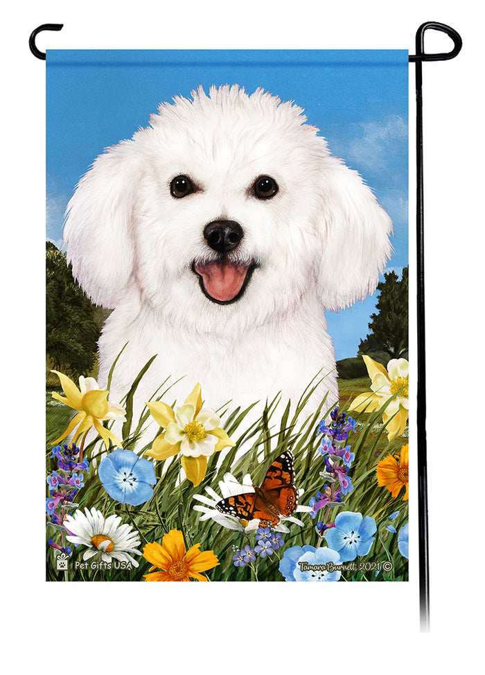 Bichon Frise Summer Flowers Garden Flags