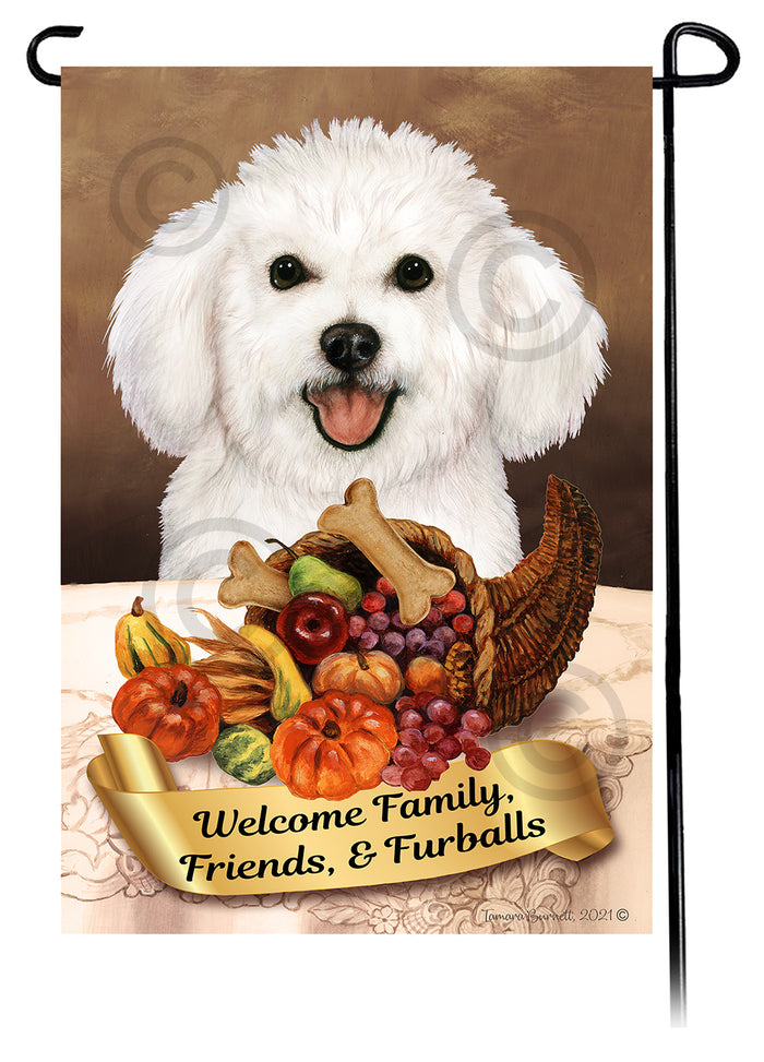 Bichon Frise Thanksgiving Garden Flags