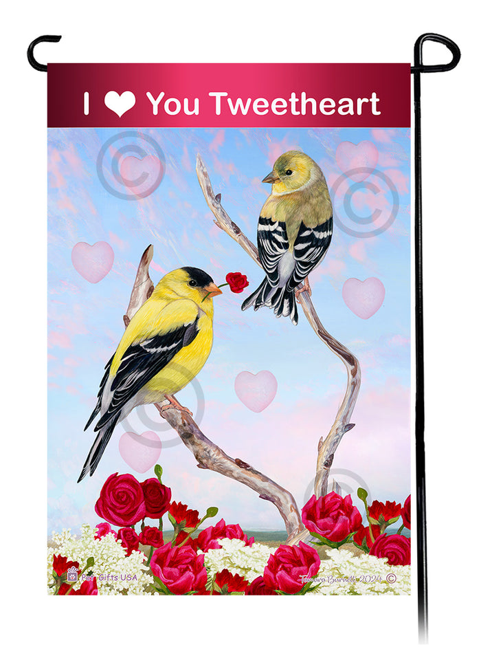 American Goldfinch Valentine Sweetheart Garden Flags