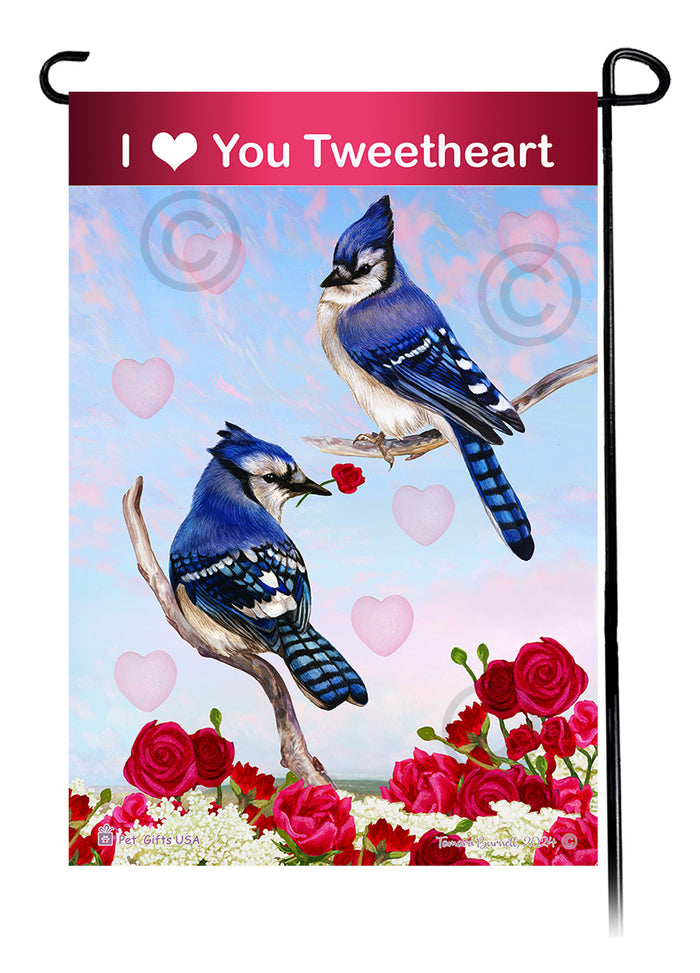Eastern Blue Jay Valentine Sweetheart Garden Flags