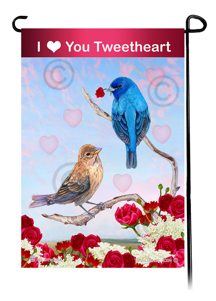 Indigo Bunting Valentine Sweetheart Garden Flags
