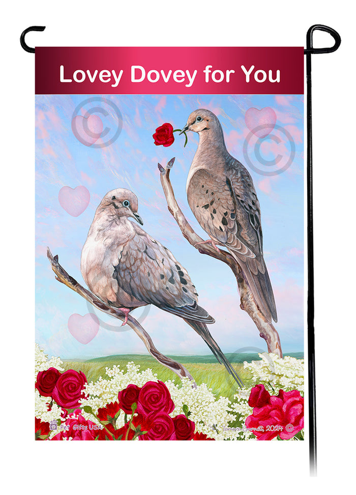 Mourning Doves Valentine Sweetheart Garden Flags